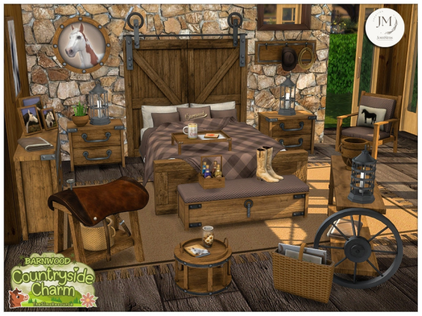 Mix Barnwood countryside charm bedroom1 - The Sims 4 Custom Content