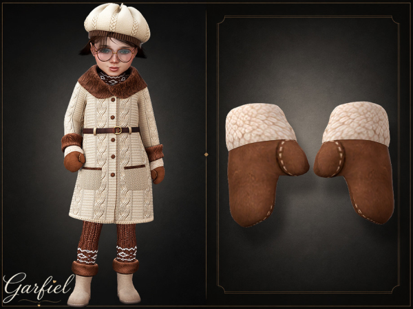 Alpha Toddler Cozy suede mittens with soft fleece cuffs by Garfiel - The Sims 4 Custom Content