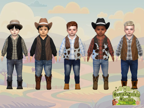 Maxis Match Hanging Country Vest Shirt Toddler by McLayneSims - The Sims 4 Custom Content