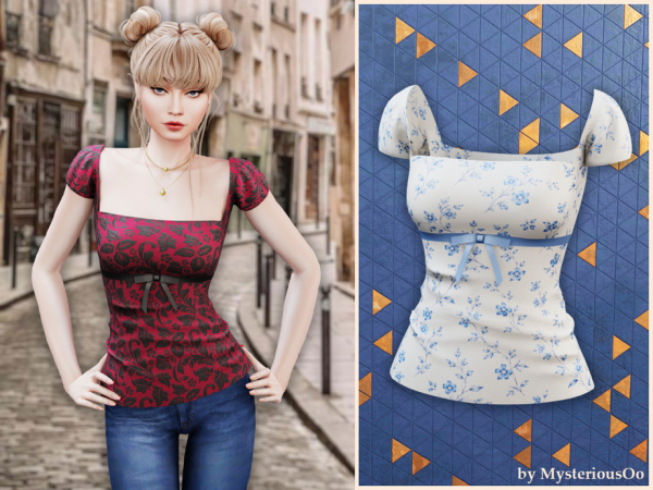 Sims 4 Floral peplum blouse by MysteriousOo