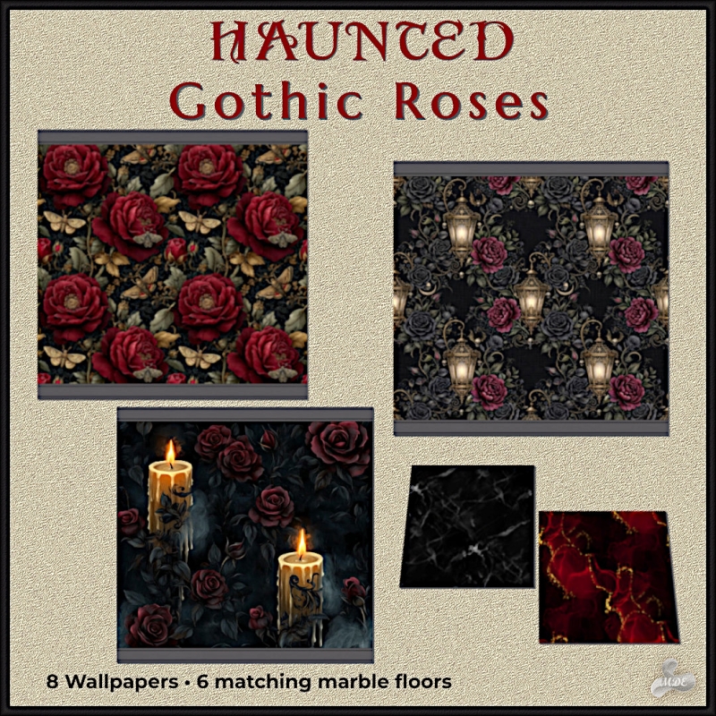 Maxis Match Haunted Series Gothic Roses Wallpapers by mde - The Sims 4 Custom Content