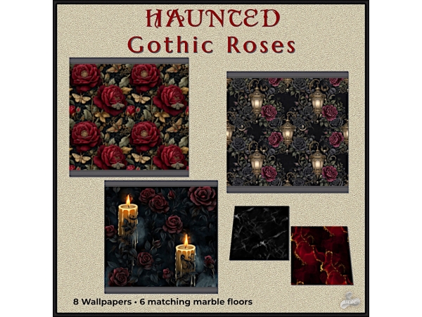 Maxis Match Haunted Series Gothic Roses Wallpapers - The Sims 4 Custom Content