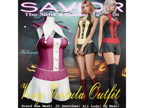 Alpha Svr_Vevy Vertula Outfit( Halloween) - The Sims 4 Custom Content