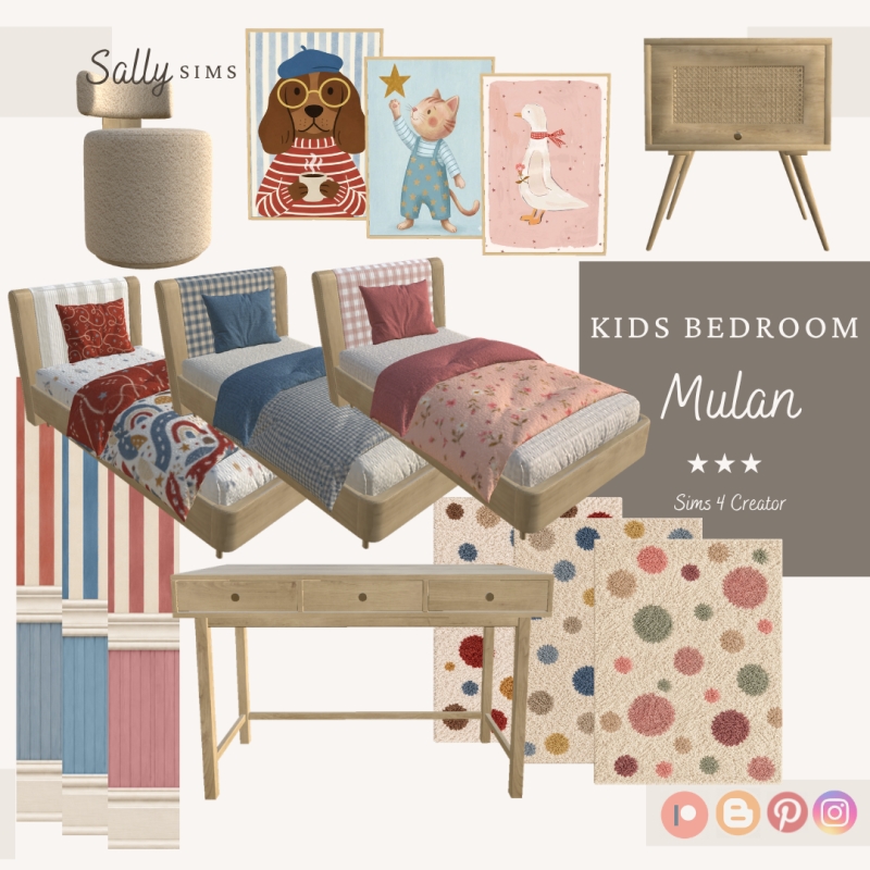 Alpha Kids Bedroom Mulan by sally4sims - The Sims 4 Custom Content