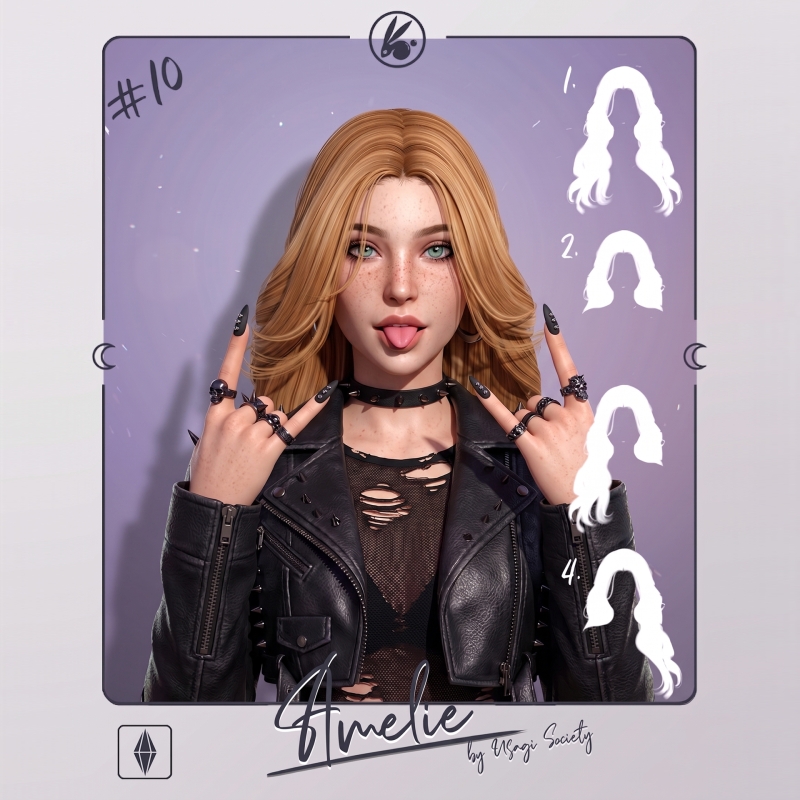 Alpha Amelie Hair Back version by UsagiSociety UsagiSociety - The Sims 4 Custom Content