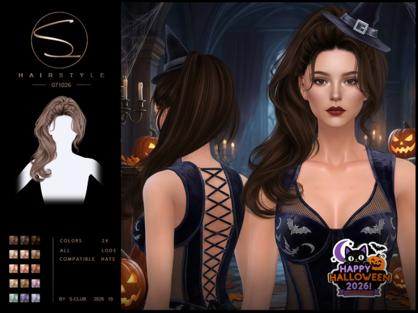 Alpha S CLUB Ponytail hairstyle Happy Halloween Club by S - The Sims 4 Custom Content