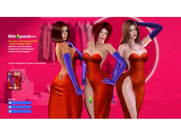 Alpha Nitropanic_Jessica Rabbit Outfit Squish - The Sims 4 Custom Content