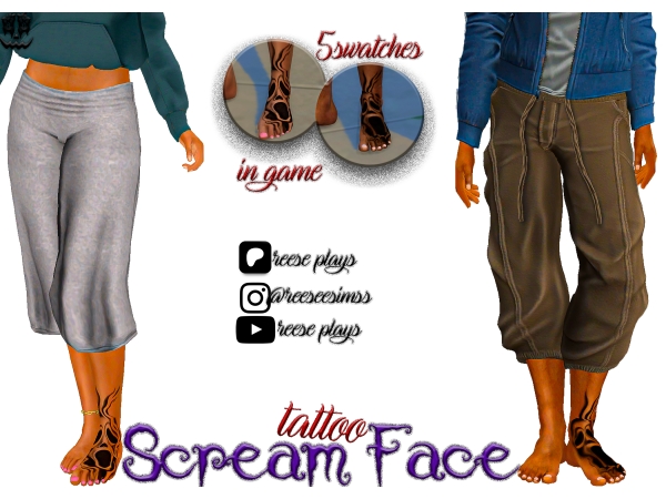 Maxis Match Scream Face Tattoo - The Sims 4 Custom Content