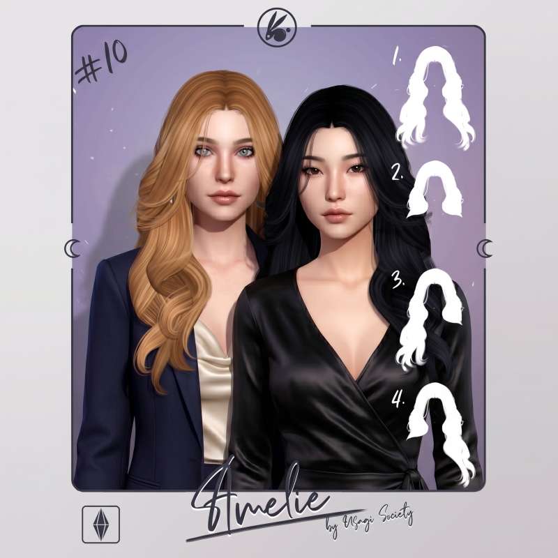 Alpha Amelie Hair PACK 4 Hairstyles - The Sims 4 Custom Content