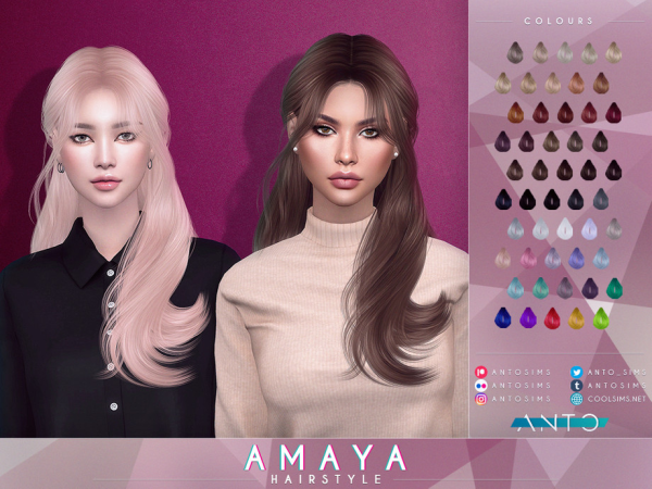 Sims 4 Amaya Hairstyle by Anto