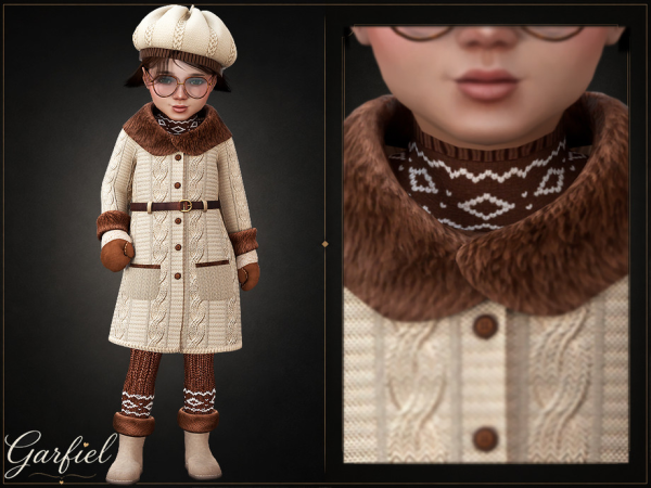 Alpha Toddler Cozy knitted neck warmer with Nordic winter pattern by thesimsresource - The Sims 4 Custom Content