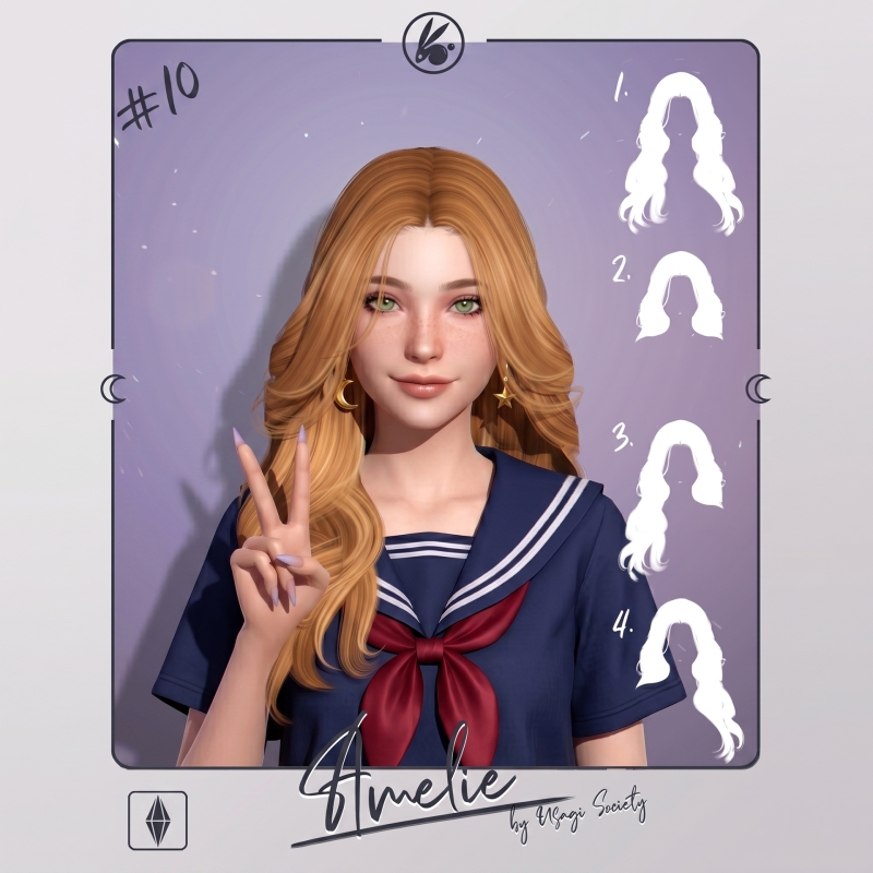 Alpha Amelie Hair Left version - The Sims 4 Custom Content