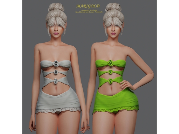 Alpha MARIGOLD TS4_SCARLET BLOOM DRESS - The Sims 4 Custom Content