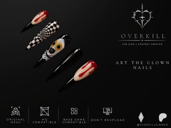 Alpha Art the clown nails - The Sims 4 Custom Content