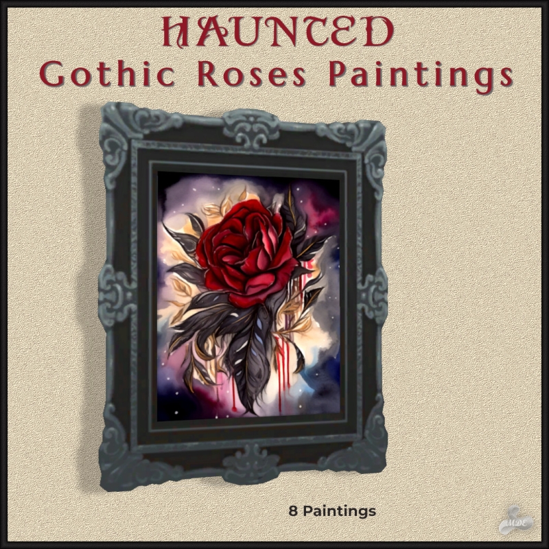 Maxis Match Haunted Series Gothic Roses Paintings by mde - The Sims 4 Custom Content