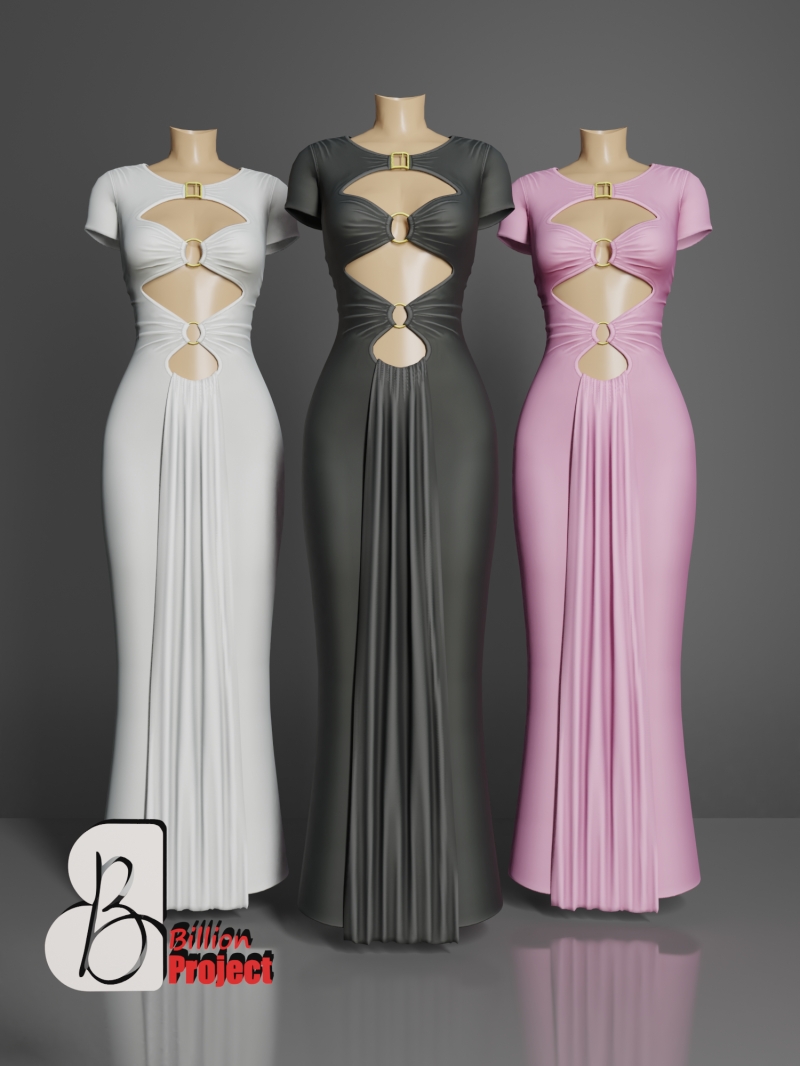 Alpha BillionProject Ferica Long Dress by billion_project666 - The Sims 4 Custom Content