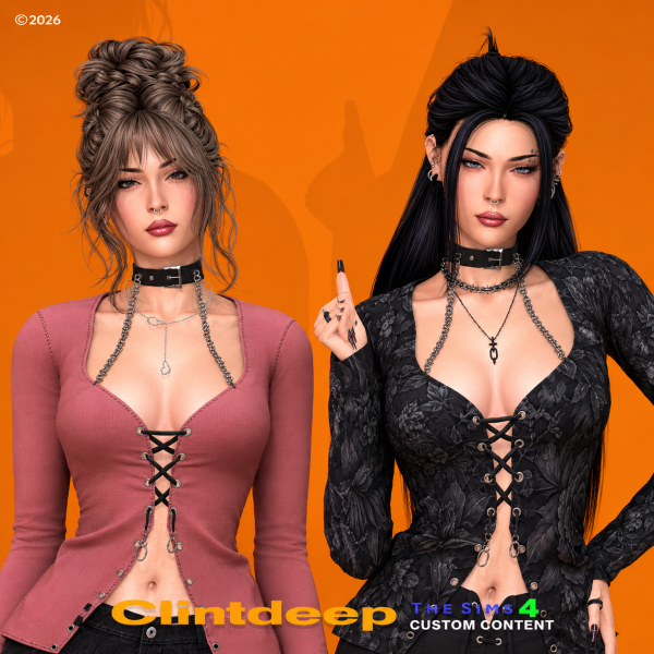 Alpha Clintdeep Articia Long Sleeve Top by clintdeep - The Sims 4 Custom Content