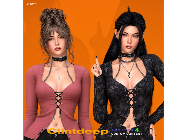 Alpha Clintdeep Articia Long Sleeve Top - The Sims 4 Custom Content