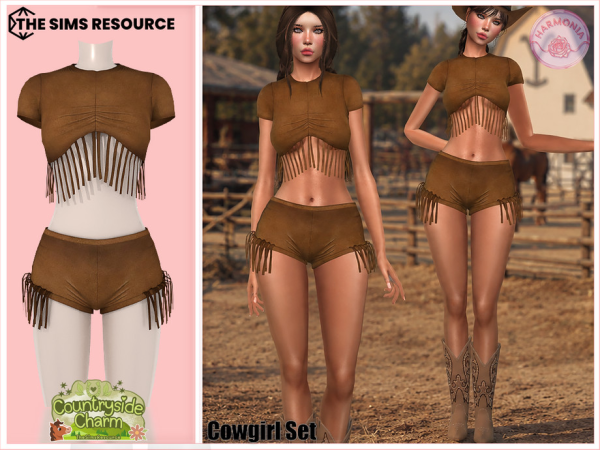 Sims 4 Countryside Charm Cowgirl Set
