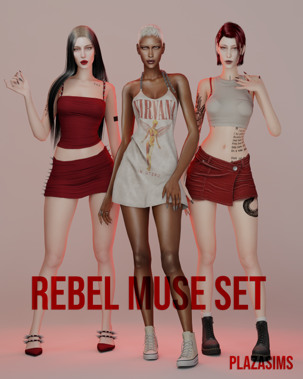 Alpha Rebel Muse set by simsfinds - The Sims 4 Custom Content