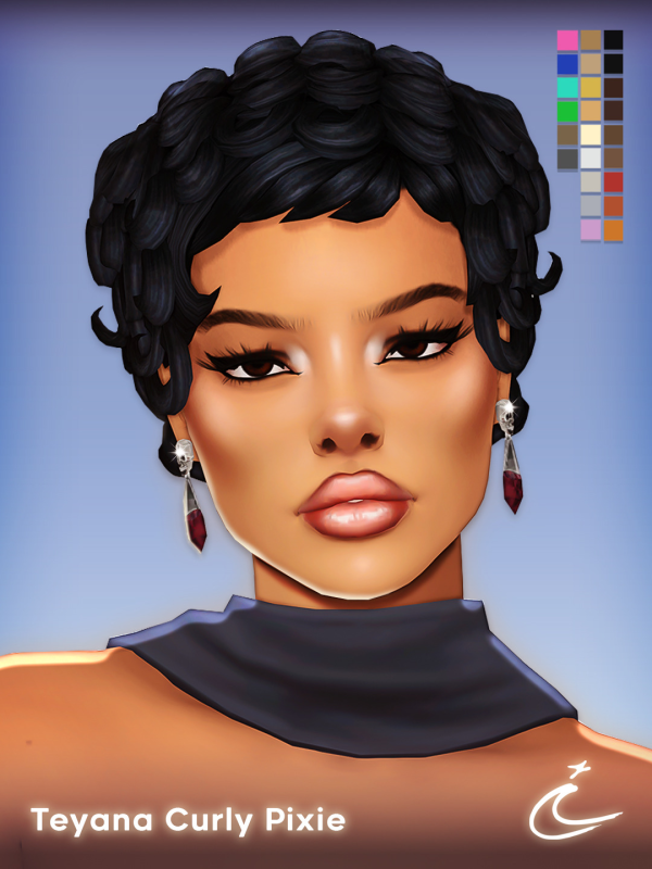 Maxis Match TEYANA CURLY PIXIE by simsfinds - The Sims 4 Custom Content