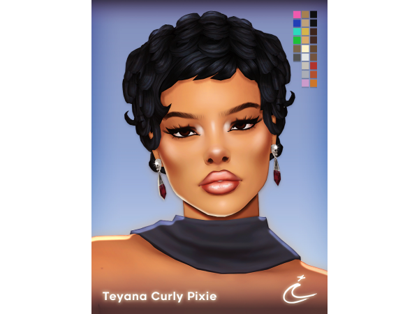 Maxis Match TEYANA CURLY PIXIE by IMVIKAI - The Sims 4 Custom Content