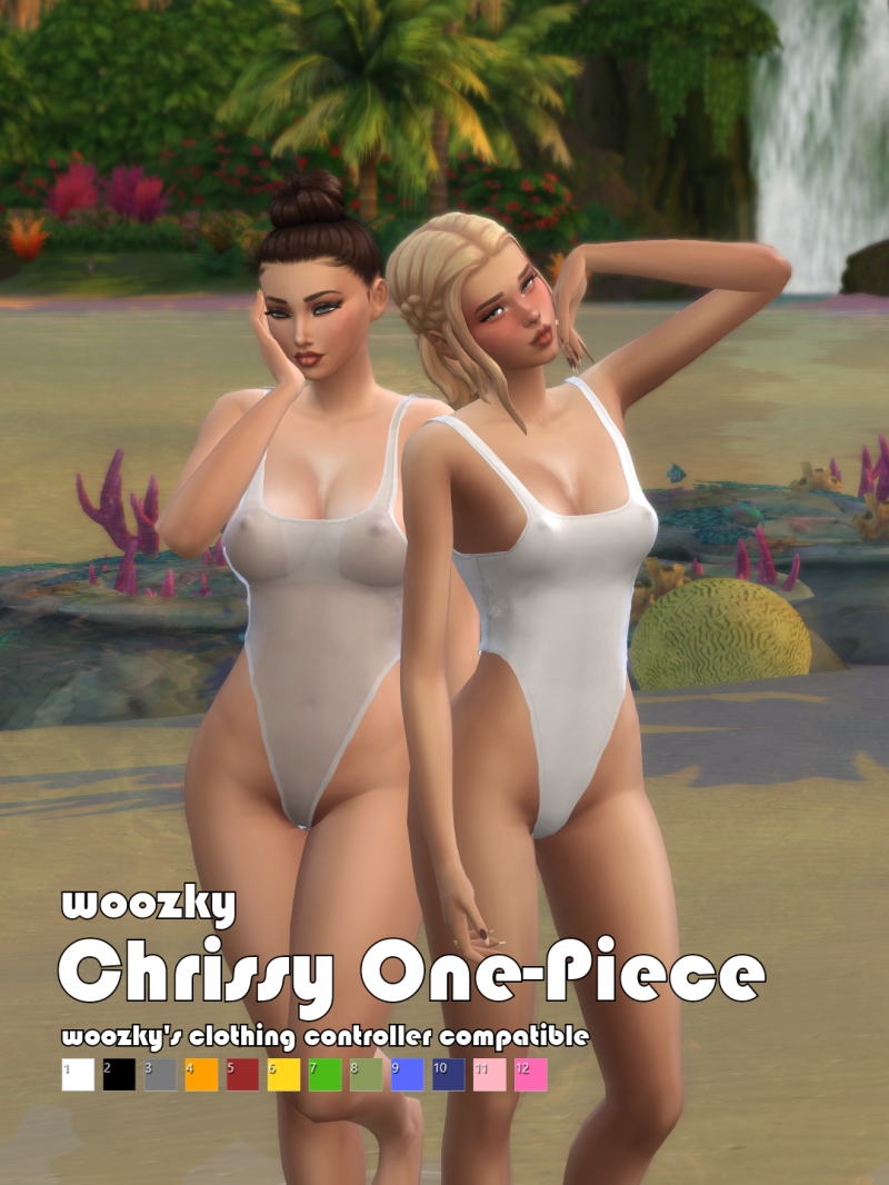 Alpha Chrissy One Piece Swimsuit Gameplay Enabled for woozky's Clothing Controller Framework by woozky - The Sims 4 Custom Content