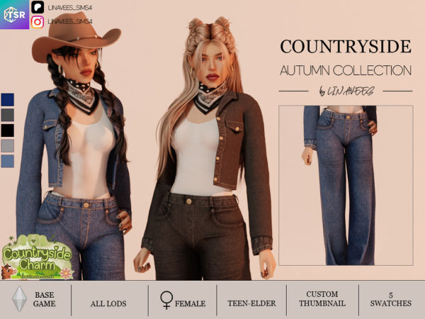Alpha COUNTRYSIDE CHARM JEANS by linavees - The Sims 4 Custom Content