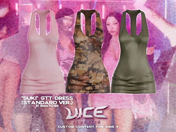 Alpha VICE SUKI Graphic Tank Dress (Standard Version) - The Sims 4 Custom Content