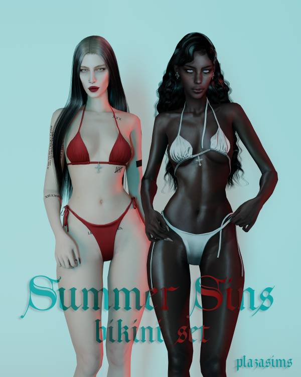 Alpha Summer Sins bikini set by simsfinds - The Sims 4 Custom Content