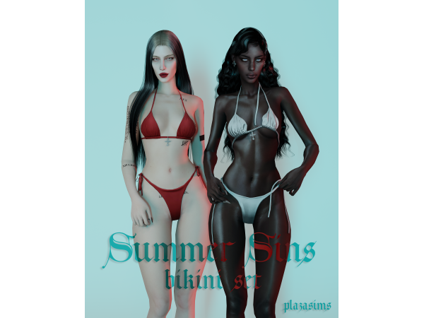 Sims 4 Summer Sins bikini set by plazasims