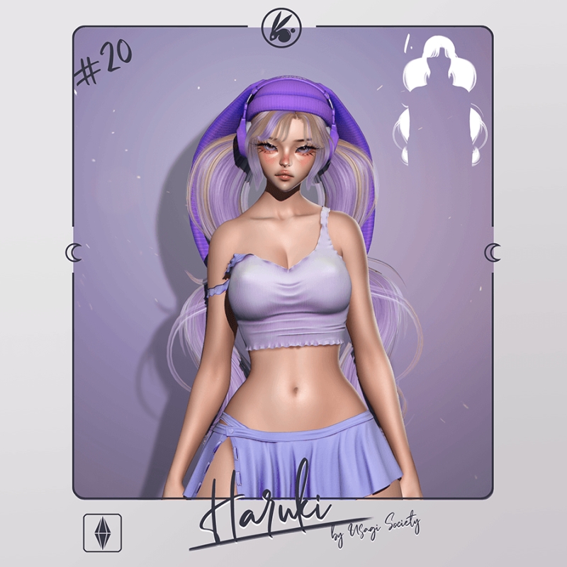 Alpha Haruki PACK (Hair bunny beanie) - The Sims 4 Custom Content