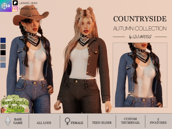 Sims 4 COUNTRYSIDE CHARM - DENIM JACKET by linavees