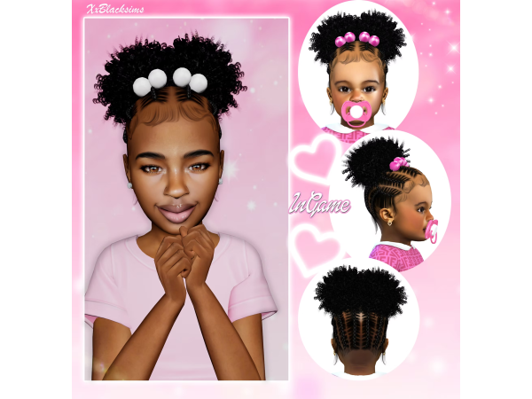 Alpha Children stitch braids curly Puffs by xxblacksims - The Sims 4 Custom Content