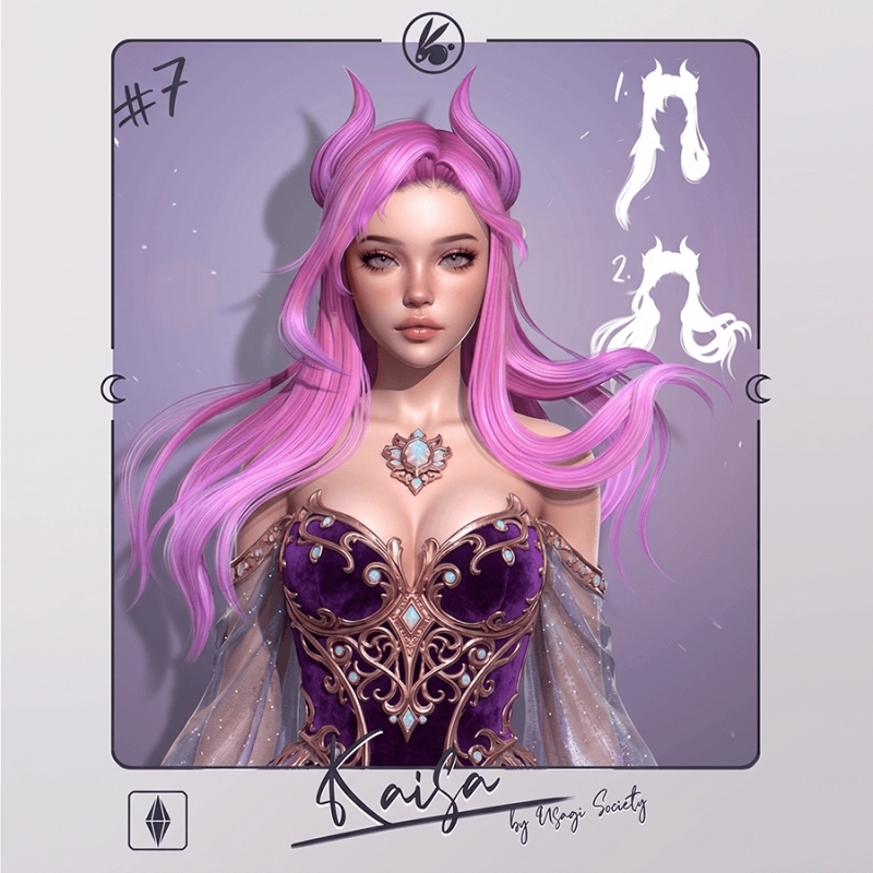 Alpha Kaisa Hair (Floating With Buns) - The Sims 4 Custom Content