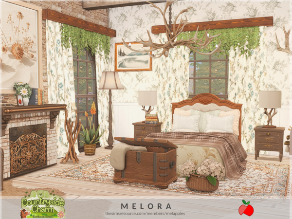Mix Countryside Charm Melora bedroom - The Sims 4 Custom Content