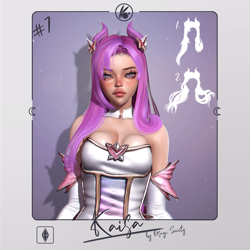 Alpha Kaisa Hair PACK (4 hairs acc) - The Sims 4 Custom Content
