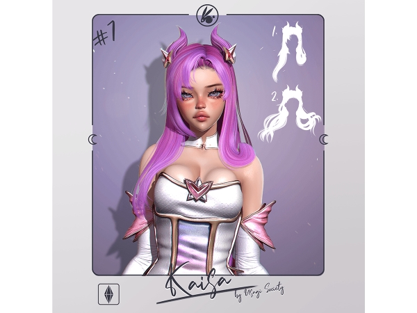 Sims 4 Kaisa Hair PACK (4 hairs + acc)