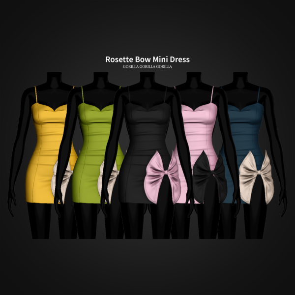 Alpha Rosette Bow Mini Dress by simsfinds - The Sims 4 Custom Content