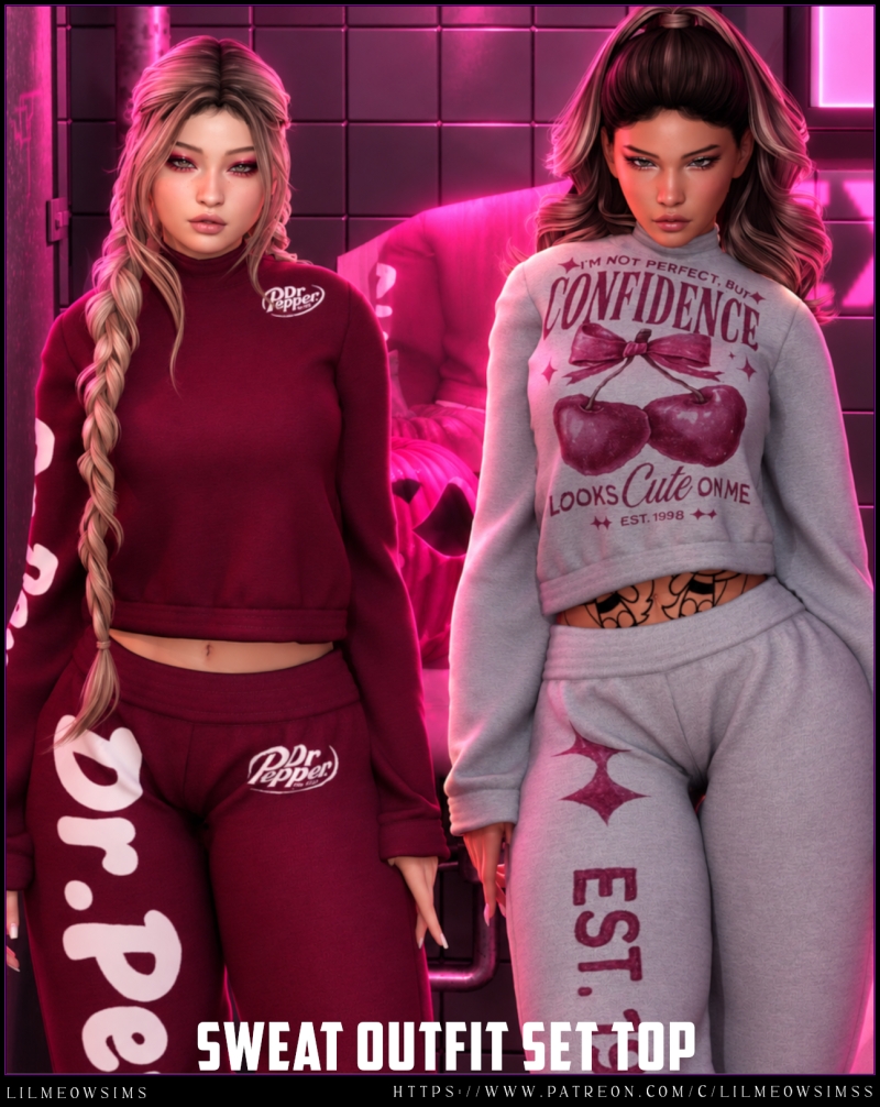 Alpha Sweat Outfit Set Top by liilmeowsims - The Sims 4 Custom Content