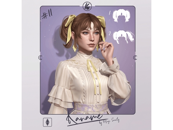 Alpha Kaname Hair PACK 2 hairs 2 accessories - The Sims 4 Custom Content