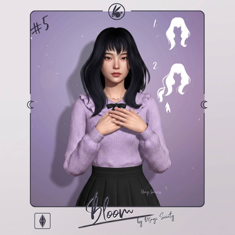 Alpha Bloom Hairstyle Bangs Accessory - The Sims 4 Custom Content