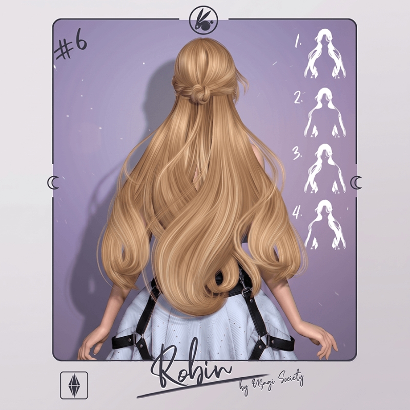 Alpha Robin Hair Back - The Sims 4 Custom Content