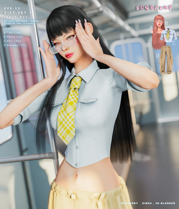 Alpha [SUNBERRY]2602_GIFT SET 1_ILLIT Set by simsfinds - The Sims 4 Custom Content