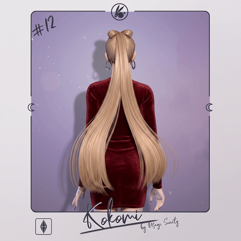 Alpha Kokomi Hairstyle No Bangs - The Sims 4 Custom Content