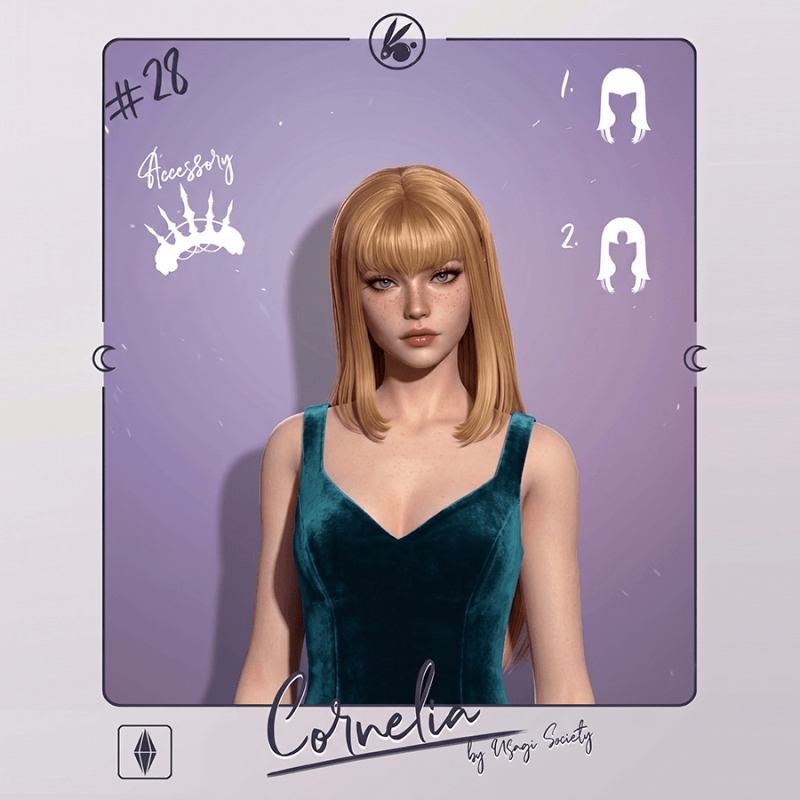Alpha Cornelia Hairstyle Full Bangs - The Sims 4 Custom Content
