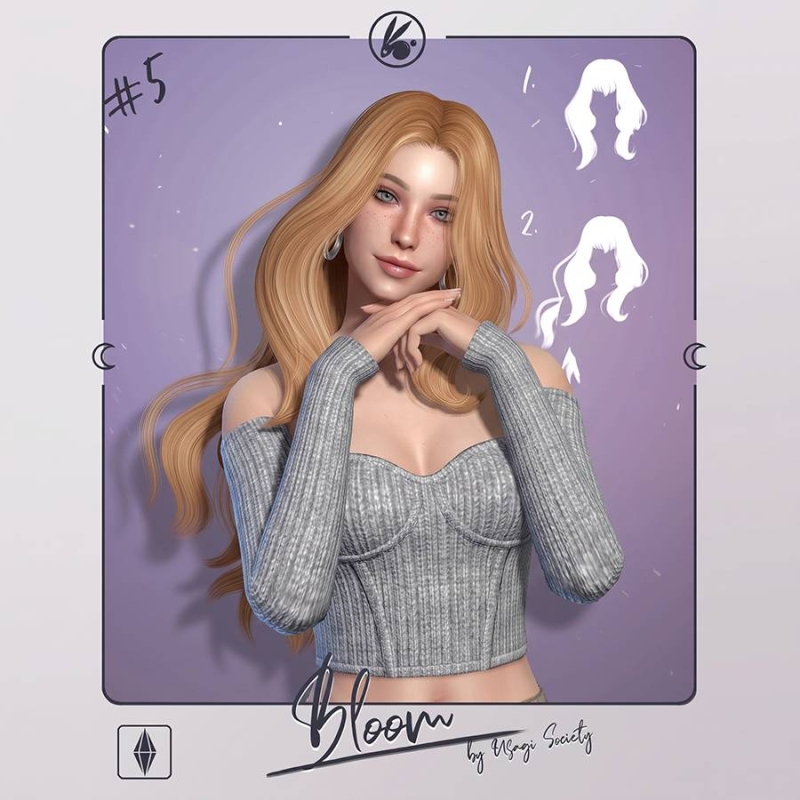 Alpha Bloom Hairstyle Floating Version - The Sims 4 Custom Content