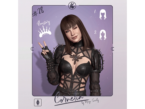 Sims 4 Cornelia Hairstyle - PACK - 2 Hairs + 1 ACC