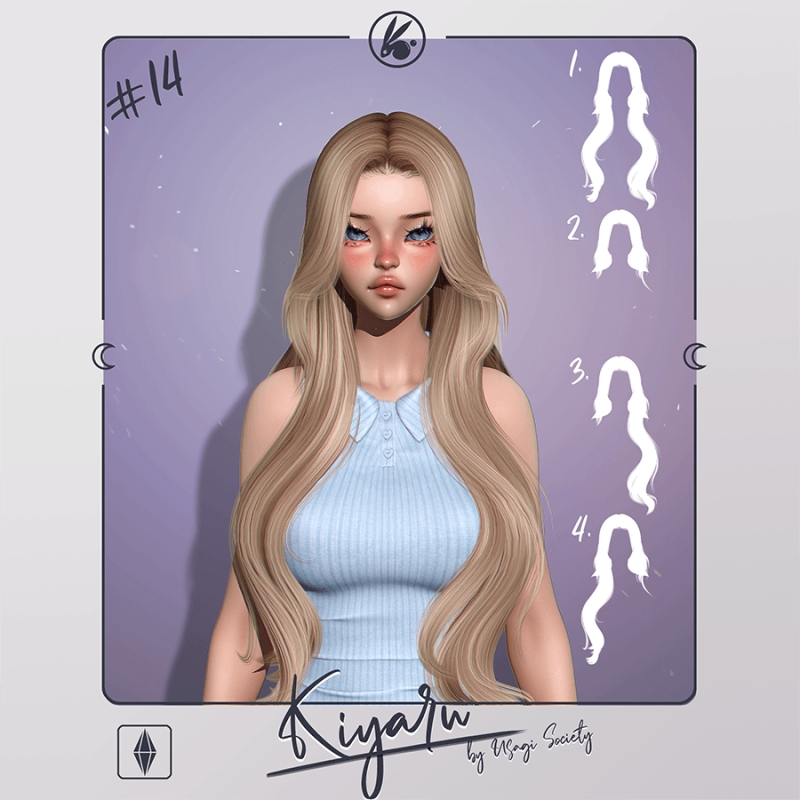 Alpha Kiyaru Hairstyle Pack with 4 hairstyles - The Sims 4 Custom Content