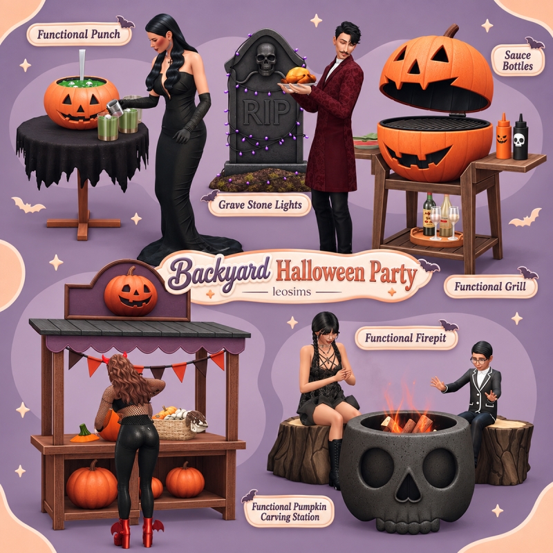 Mix Backyard Halloween Party by leosims4cc - The Sims 4 Custom Content